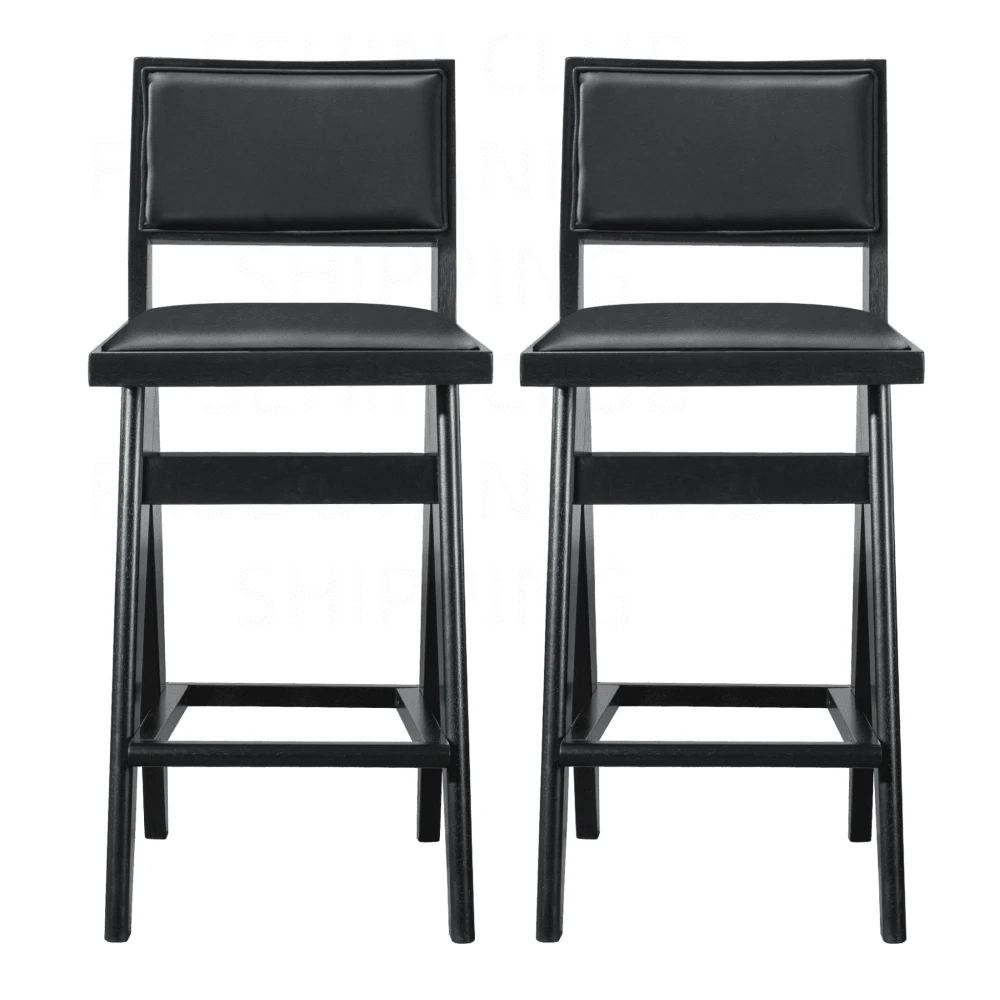 Keira Black PU Bar Stool (Set Of 2) SHEIN USA