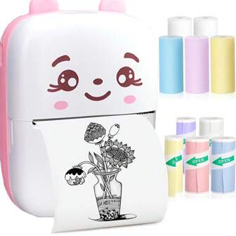 Impresora térmica inalámbrica Bluetooth de bolsillo, impresora mini inalámbrica Bluetooth térmica, impresora de etiquetas o impresora de pegatinas térmicas, papel de impresión térmico para imprimir fotos/fotos de estilo vintage/recibos/notas/listas de verificación/etiquetas/memos/códigos QR con aplicación Android o iOS, regalo de impresión sin tinta para etiquetas, recibos, notas, estudio, oficina en el hogar - Seleccione la opción de impresora o papel