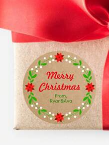 12/24/40pcs Customized Christmas Gift Kraft Paper Stickers, Personalized Name Text Christmas Gift Labels, Diy Label Circular Stickers With Flower Design, Vintage Christmas Sticker Gift Packaging Label Paper, Holiday Self-Adhesive Christmas Gift Labels, Christmas Personalized Gift Decoration, Party Small Gifts, Scene Decoration And Unique Christmas Gifts, Suitable For Gift Boxes - Multicolor - View 13