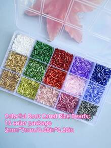 1 盒 15/24 种颜色时尚简约多色玻璃管 DIY 珠宝制作配件适用于项链、手镯、耳环、流苏、窗帘流苏 - 管珠套餐 - 查看 12