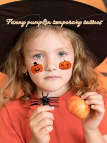 Hình dán hình xăm tạm thời hình bí ngô vui nhộn dành cho trẻ em, Hình dán hình xăm tạm thời dễ sử dụng, không thấm nước dành cho trẻ em và người lớn, Quà tặng tiệc sinh nhật, Nhiều phong cách hỗn hợp - màu nâu - Xem 5