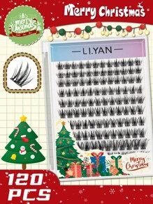 Bộ 120 sợi mi giả mềm mại, dày, nhẹ, lông mi giả C Curl 10-16mm, độ dài hỗn hợp, cụm mi nối DIY, mi phân đoạn, mi Giáng sinh độc quyền - C - Xem 7