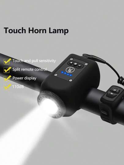 1個吵鬧的腳踏車喇叭前燈,帶usb充電矽膠帶子,適用於山地車