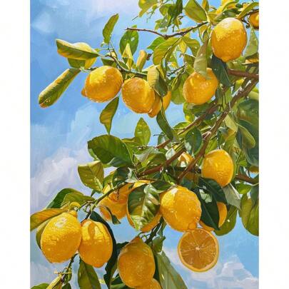 1pc Painting By Number Lemon Tree Coloring By Numbers Painting Kit Oil Paints Handmade Crafts For Adults 40X50cm/16x20inch Without Frame