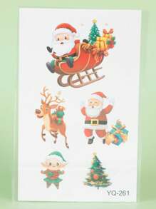 1 件圣诞卡通夜光贴纸临时纹身防水防汗一次性纹身贴纸男女适用脸部、颈部、手臂身体艺术假纹身 - 彩色 - 查看 6