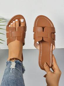 Dép đế bằng thoải mái cho ngoài trời và trong nhà cỡ lớn dành cho nữ - màu nâu - Xem 1