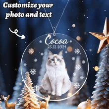 1pc Custom Photo Pet Cat Dog Christmas Ornament 2024, Personalized Picture & Name Pet Keepsake Ornament Hanging Christmas Tree Decor, Ornament Xmas Gifts For Dog Cat Lovers, Pet Owner Ornament, Ornament Xmas Gifts For Dog Cat Lovers,Pet Owner Ornament, Ornament XmasGifts For Dog Cat Lovers, Pet Owner Ornament