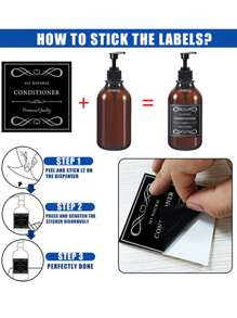 WCIC زجاجات قابلة لإعادة التعبئة ومتعددة الوظائف، موزع شامبو ومنعم قابل للتركيب بالحفر للتثبيت على الحائط - 17 أونصة، 500 مل، زجاجات صابون الاستحمام مع ملصقات سوداء - موزعات غسول الجسم سهلة إعادة التعبئة لترقية ديكور الحمام بسرعة، عودة إلى المدرسة