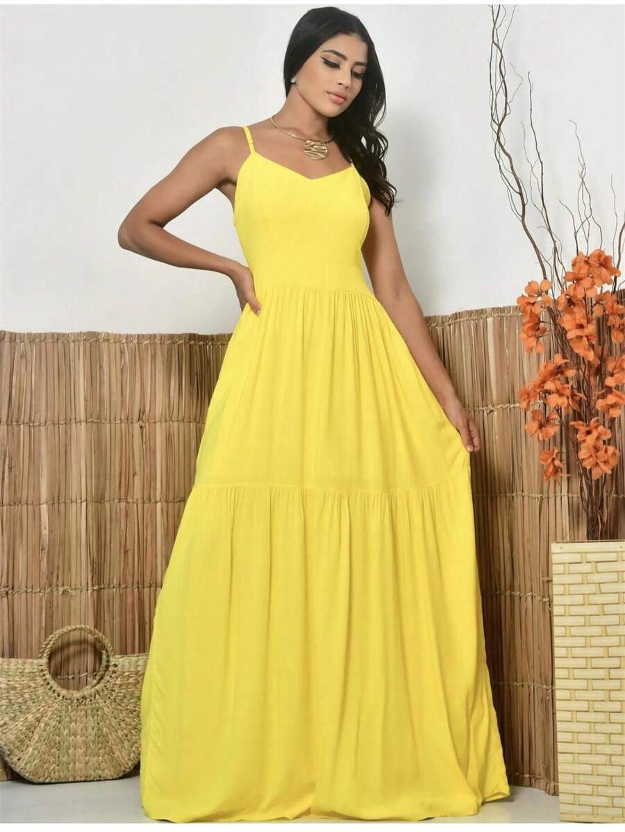 Women Dresses - 黃色 - 查看 1