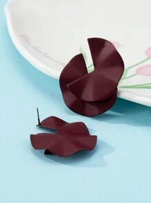 1 Pair Fashionable Versatile Geometric Metal Stud Earrings - Burgundy - View 5