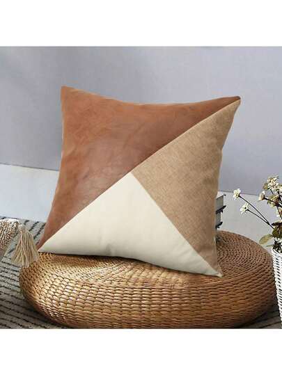 1 件/2 件简约拼布枕套，现代方形装饰枕套，适用于客厅、办公室、沙发（无枕芯），17.8 英寸 * 17.8 英寸