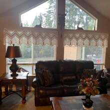 1 szt. makrama, duża ścienna dekoracja z włókien, ręcznie tkana krótka zasłona z frędzlami, zasłona do kuchni z frędzlami, krótka dekoracja na drzwi – drewniany pręt nie jest dołączony