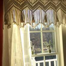 1 szt. makrama, duża ścienna dekoracja z włókien, ręcznie tkana krótka zasłona z frędzlami, zasłona do kuchni z frędzlami, krótka dekoracja na drzwi – drewniany pręt nie jest dołączony