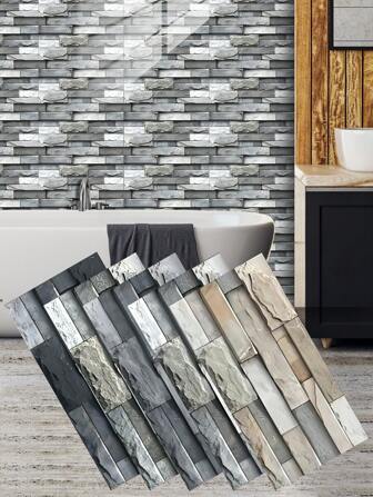 仿砖石纹家装PVC墙贴墙纸壁纸DIY创意拼接可移除自粘自粘墙贴防脏遮丑客厅卧室书房厨房浴室卫生间墙面空间美化