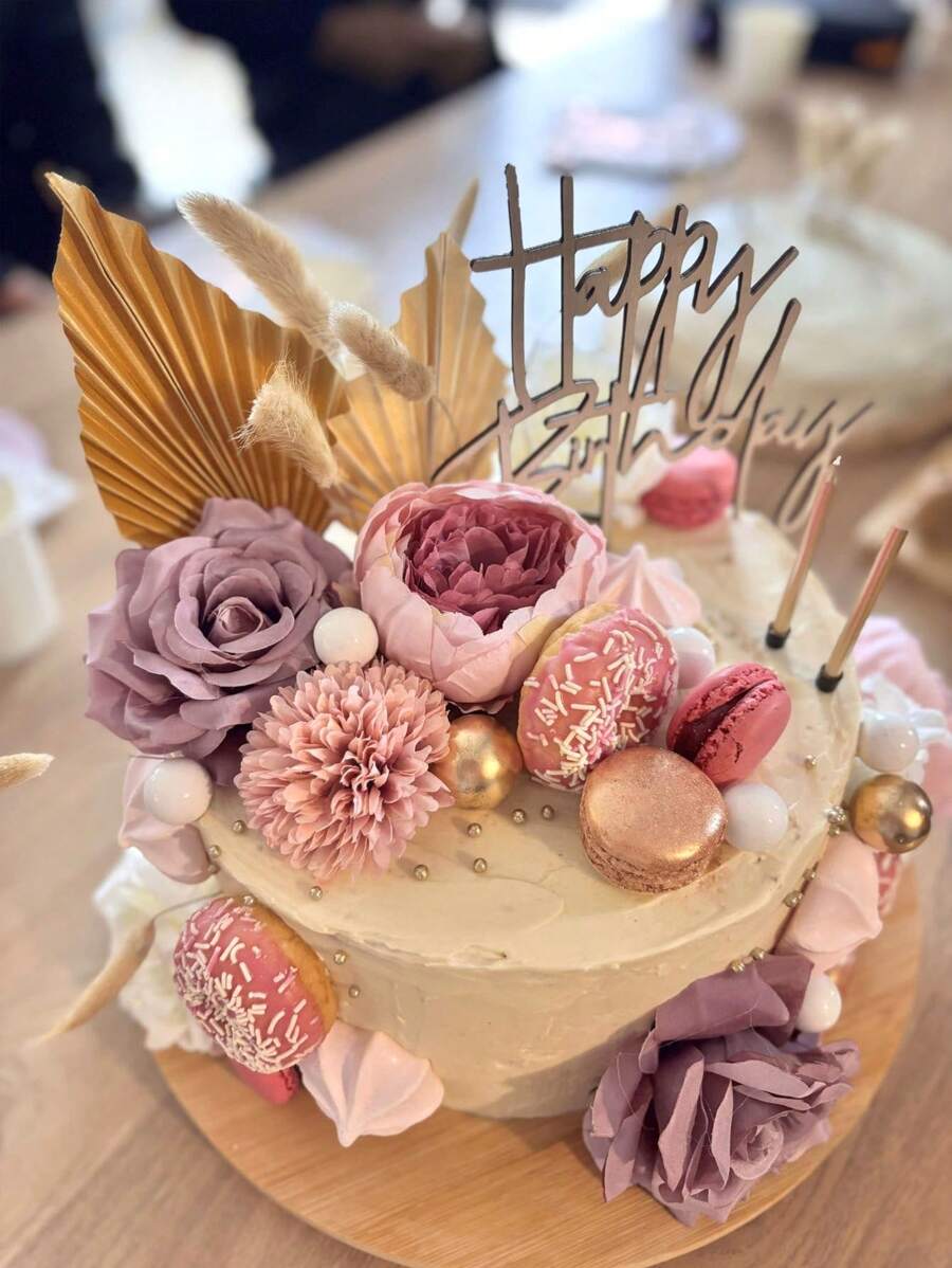 32pcs Or 19pcs Bohemian Style Cake Toppers, Cake Decoration Flowers