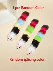 1pc Random Color Plush Mouse Toy For Pets, Suitable For Cats, Relieve Boredom During Playtime (Due To Multiple Colors, Color Pattern May Vary) - Multicolor - View 2