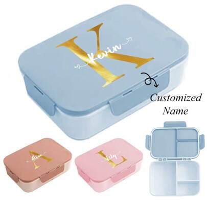 Anpassat namn Bärbar bentolåda Trippelgaller-stil matlåda Inbyggda redskap Gaffel Sked Matförberedelsebehållare med trippelsidig spännedesign Fällbart lock för organiserade måltider Perfekt för arbete, skola och på språng