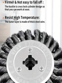 1pc 钢丝拉丝轮，逼真木纹拉丝轮，用于去除金属表面的锈迹，钢丝刷电动拉丝机，扭曲钢丝纹理，广泛用于金属表面处理、木纹修复、石材表面处理 - 材質本色 - 查看 4