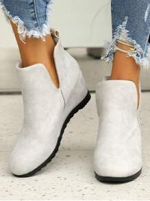 2024 New Design Minimalist V-Cut Fashion Casual Wedge Short Boots