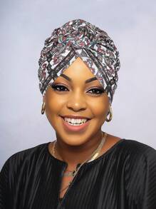 Awegeo Women's Turbans Printed Compass Style, Light Luxury African Style Headscarf Hat, Important Occasion Wearing Headband Hijab Hair Sleep Cap Sleep Bonnet - 1Pc - View 12