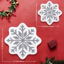 DeramHy Home 1 Stück Weihnachtsdekoration Schneeflocke Badezimmerteppich, weiß-grauer Schneeflocken Willkommens-Fußmatte rutschfest rund waschbar Badewannen-Teppich Badezimmer Wanne Küche Teppich Dekoration Zuhause Badezimmer Bodenbelag Teppich Outdoor Fußmatte Herbstdekoration Badezimmer Accessoires Eingangsbereich Dekoration - weiße graue Schneeflocken - Übersicht 2