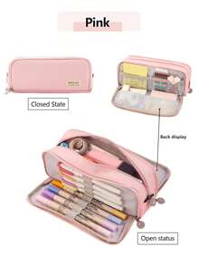 1 创意三层双窗口大容量铅笔盒，办公和学习的桌面收纳盒，男女通用的文具盒，便携式铅笔收纳袋，铅笔盒，学习礼物 - 彩色 - 查看 8