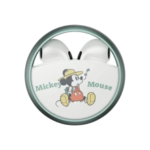 Disney True Wireless Bluetooth Headset QS-13-Strawberry Bear Rose Red Winnie The Pooh Grass Green Mickey Indigo Minnie Rose Gold Round Metal Ring Oxidized ID Design 360 Degree Rotation Unzip Chinese Packaging