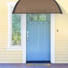 Pensilina marrone per porte d'ingresso Tetto in PC e alluminio, tenda da sole per finestre, protezione del tetto da pioggia e raggi UV, montata su una finestra, una porta finestra, una vetrina o semplicemente su un balcone