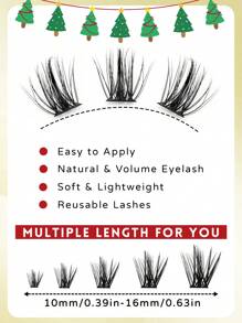 Bộ 120 sợi mi giả mềm mại, dày, nhẹ, lông mi giả C Curl 10-16mm, độ dài hỗn hợp, cụm mi nối DIY, mi phân đoạn, mi Giáng sinh độc quyền - C - Xem 4