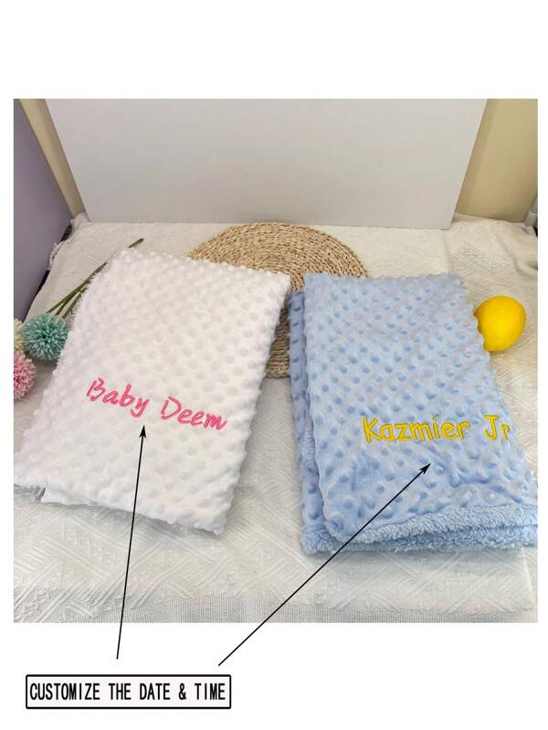 72cm X 100cm Baby Beaded Blanket, Car Seat Cover, Stroller Wrap, Double Layer Nap Blanket, Customizable With Preferred Letters, Suitable For All Seasons, Air Conditioning, Nap, Kindergarten, Children's Day & Back To School Gifts,Chic Autumn,Kids,Customized Kids Swaddling Blankets