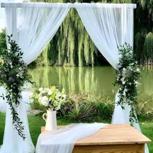 1 pezzo Tenda in voile traslucida bianca/nera/colore champagne, per diversi usi di decorazione per cerimonie e ricevimenti, tessuto trasparente per decorazioni matrimoniali, forniture per matrimoni, sfondo per matrimoni, regalo per San Valentino