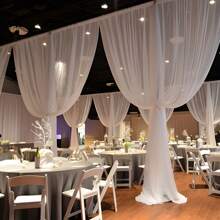 1 pezzo Tenda in voile traslucida bianca/nera/colore champagne, per diversi usi di decorazione per cerimonie e ricevimenti, tessuto trasparente per decorazioni matrimoniali, forniture per matrimoni, sfondo per matrimoni, regalo per San Valentino