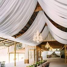1 pezzo Tenda in voile traslucida bianca/nera/colore champagne, per diversi usi di decorazione per cerimonie e ricevimenti, tessuto trasparente per decorazioni matrimoniali, forniture per matrimoni, sfondo per matrimoni, regalo per San Valentino