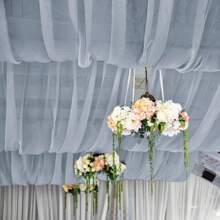 1 pezzo Tenda in voile traslucida bianca/nera/colore champagne, per diversi usi di decorazione per cerimonie e ricevimenti, tessuto trasparente per decorazioni matrimoniali, forniture per matrimoni, sfondo per matrimoni, regalo per San Valentino