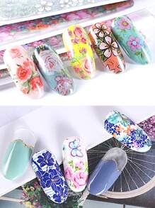 10 fogli/scatola Carta da trasferimento per arte di unghie con piccoli motivi floreali colorati, carta da trasferimento per arte di unghie con motivi floreali e vegetali, decorazioni per arte di unghie floreali, per nail salon fai-da-te (senza colla)