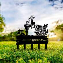 1pc Garden Gnome Yard Stake, Custom Gnome Gifts, Gnome Metal Art, Gnome Monogram, Yard Decor, Outdoor Lawn Decor, Christmas Gnome Stake,Personalized Cross Butterfly Memorial Stake, Personalized Fairy Mushroom Garden Stake - Black - View 10