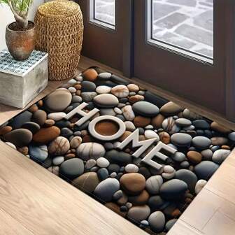 1 件防滑可机洗涤纶门垫-鹅卵石设计入口垫（19.69 * 31.5 英寸和 23.62 * 35.43 英寸），柔软抗疲劳迎宾垫，适合室内和室外使用，不褪色的家用装饰地毯