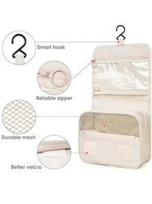 1 件多功能旅行洗漱包悬挂化妆包，储物袋，大容量，携带方便，男女适用防水化妆刷收纳沙滩包沙滩必需品沙滩巾收纳袋沙滩配件沙滩用品度假包夏季度假必备品旅行和商务旅行洗漱包洗漱旅行包化妆品收纳学校用品旅行必需品女士大学宿舍浴室返校用品