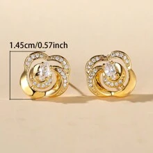 1 Cặp bông tai thời trang thanh lịch thiết kế hình hoa xoắn ốc cá nhân sáng tạo dành cho phụ nữ, đa năng - Hoa tai - Xem 5