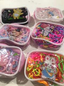 6 Bolsa Com Elásticos Silicone Grosso De Cabelo Colorido/Preto com bolsinha/1200 Unidades - Multicolorido - Visão 2
