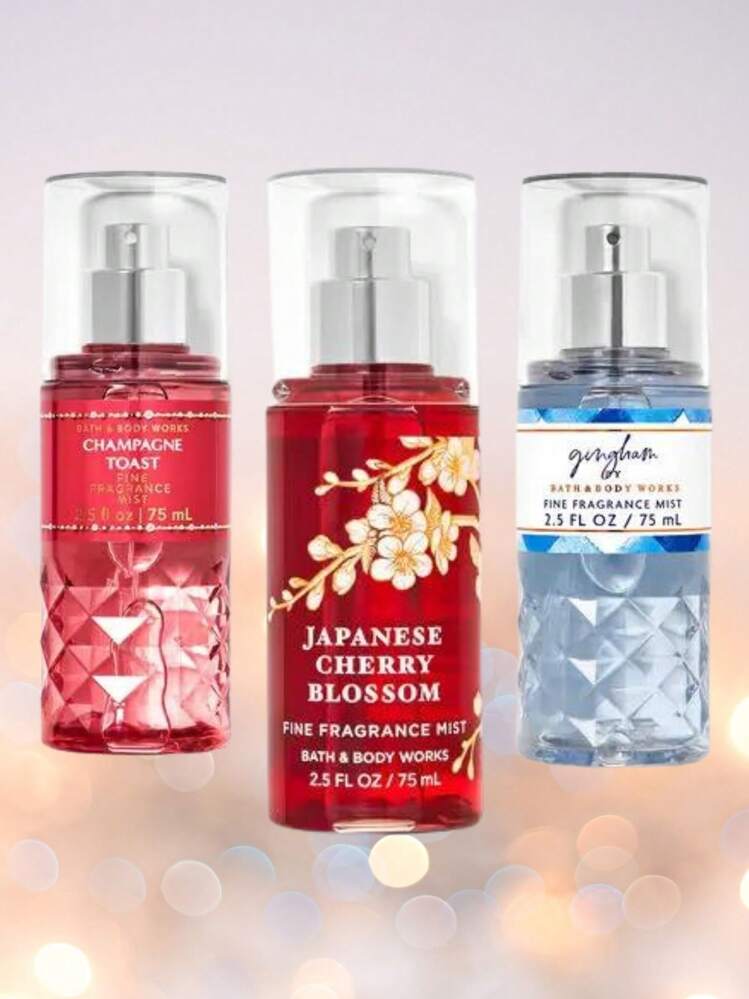 Bath And Body Works BBW Travel Size Mini Fine Fragrance Mist 2.5oz Trio 3 Piece Set - Champange-JCB-Gingham - View 1