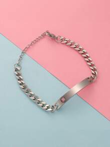 1 件时尚朋克镀金不锈钢个性化激光名字字母手链 适合男女情侣礼物 - 彩色 - 查看 14