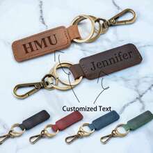 1pc/3pcs/6pcs/10pcs Minimalist Leather Keychain, Customizable Text, Can Be Used As Father's Day Gift, Birthday Gift, Gift For Father, Friends, Family, Dawg, Engraved, Stainless, Colorful, Cute, Adorable, Funny, Kawaii, Y2K, Stylish, Unisex, Casual, Custom, Personalized, Unique, Customized, Ideal Gifts For Him, Ideal Gifts For Her, Her, Boyfriend, Girlfriend, Family, Friends, Children, For Anniversaries, For Birthdays, For Graduation, For Housewarming, For Weddings, Bag Charms