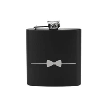 1pc 6oz Customized Stainless Steel Flask, Personalized Groomsman/Usher/Groom Gift, Wedding Gift Idea, Father's Day, Groomsmen Flask, Men's Party Gift, Drinking Gift - Black - View 12