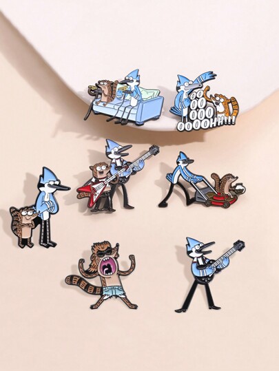 1pc Cute Cartoon Character Enamel Pin Brooch, Anime Artwork Animal Pet Metal Badge Decoration, Creative Fashion Accessory For Backpack, Pencil Case, Bag, Clothes, For Christmas