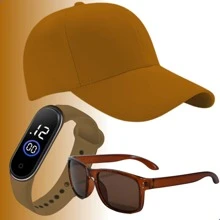 Children's Cap Personalized Dinosaur Character Adjustable Straight Brim + Electronic Led Watch Boy + Dino Pencil 03 To 12 Years Old. - Rỉ Nâu - Xem 1