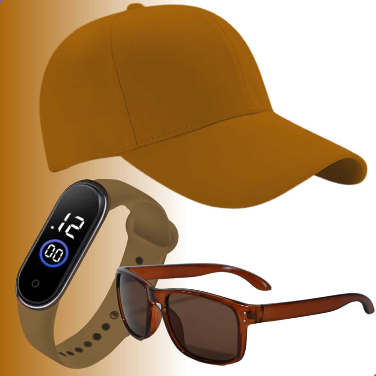 Children's Cap Personalized Dinosaur Character Adjustable Straight Brim + Electronic Led Watch Boy + Dino Pencil 03 To 12 Years Old. - Rỉ Nâu - Xem 1