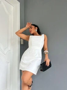 Tailored Fabric Dress - trắng - Xem 1