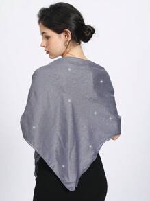 1 chiếc khăn choàng trơn có đính đá trang trí, khăn choàng đầu Bandana đa năng, phong cách thanh lịch phù hợp với mọi mùa, khăn vuông lớn sang trọng và thời trang cho tiệc lễ hội - Xám - Xem 2