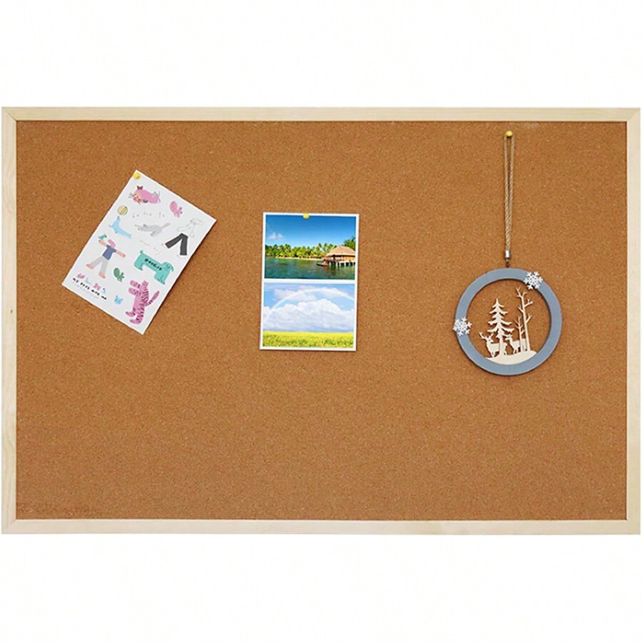 Cork Board Bulletin Board, 15.7"X 11.81" Pin Boards For Walls, Oak Wood